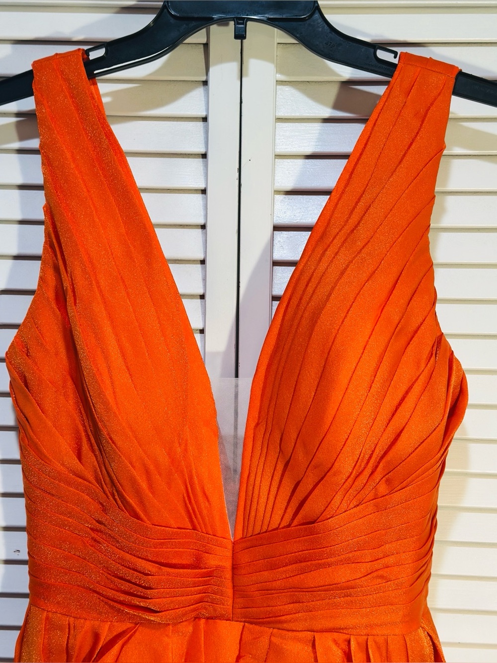 Orange Plunge Sheer V Formal Gown Size 6 Layered Tulle Evening Prom Dress - Picture 3 of 14